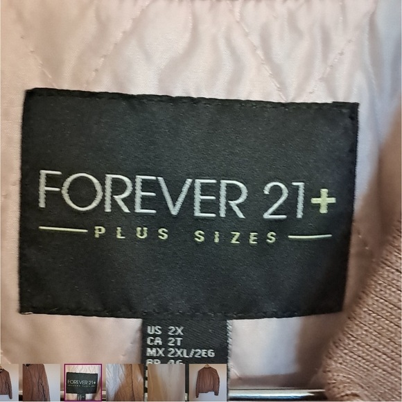 Forever 21 Light Brown Satin Bomber Jacket 2X - Picture 5 of 6